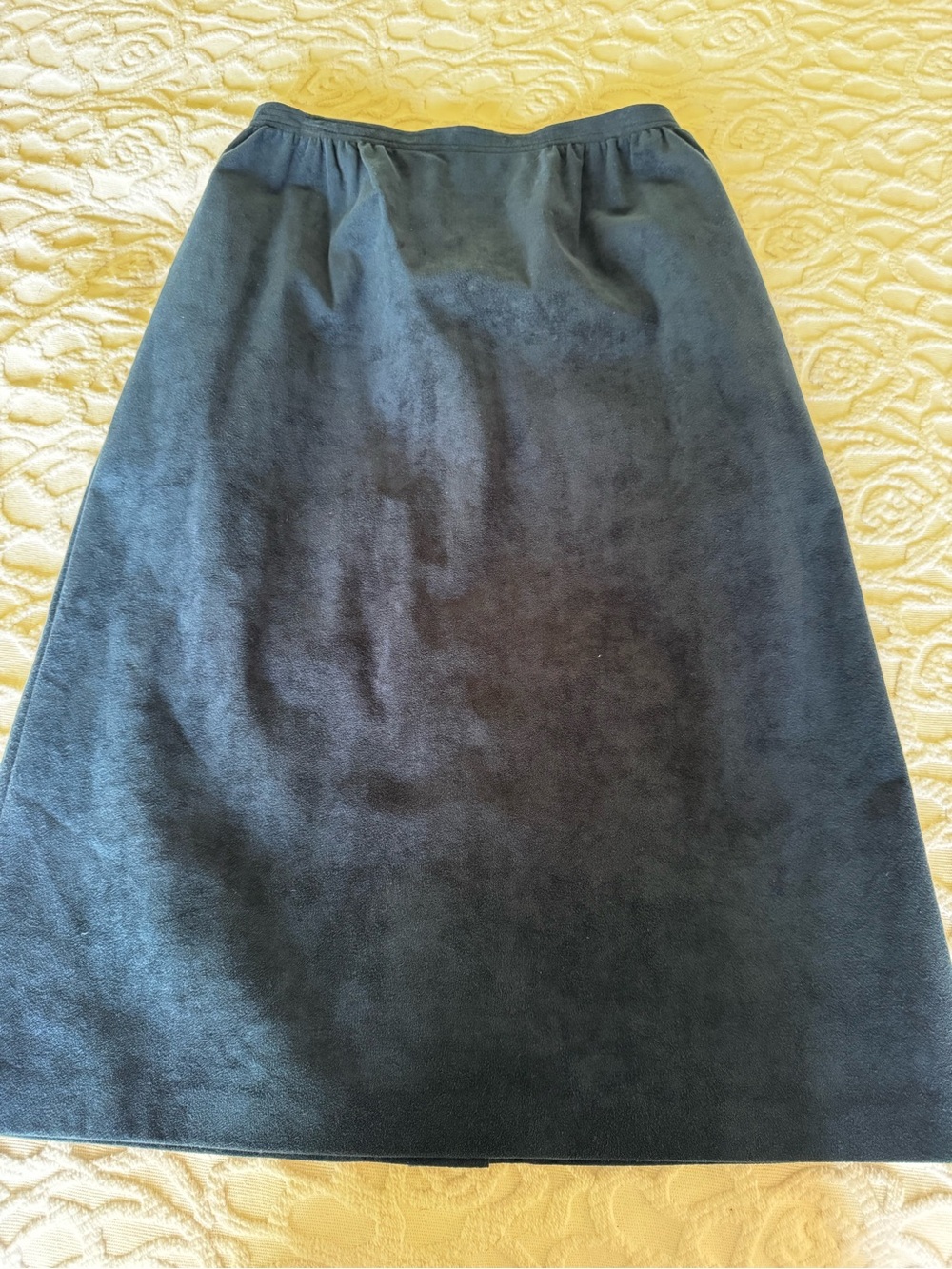 Vintage Abe Schrader Navy Genuine Suede Midi Skirt Made USA Size 12
